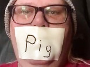 Tape gagged piggy