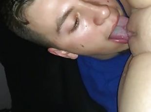 My friends hot mom teaches me how to eat pussy