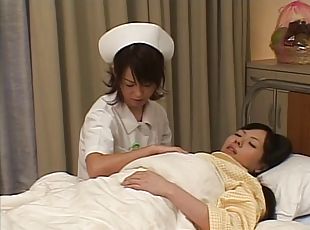 Naughty Japanese nurse seduces her patient into a heated lesbians action