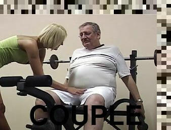 Young lady fucked by her old gym trainer