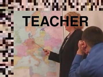 Chubby teacher and two of her students fuck after a lesson