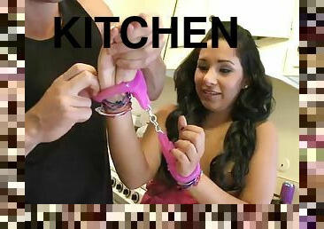 Great bondage sex in the kitchen with kim kennedy