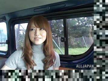 Pussy plays in the car with a horny one from Japan