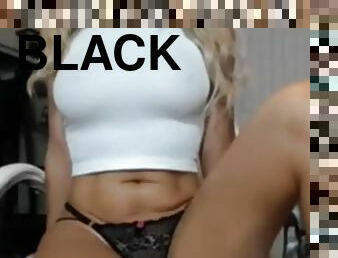 Big Tits Blonde Fingers Herself in Wet Black Panties