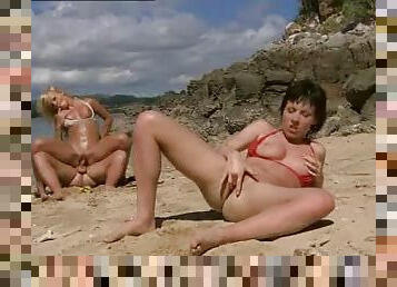 Fucking two hot sluts on the beach