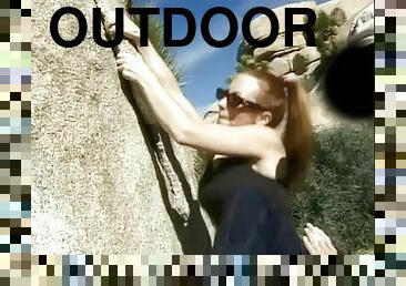 Dirty redhead strumpet Jane Lixx gets fucked outdoors