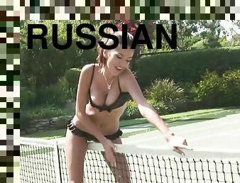 Topless Russian Beauty Inna Popenko Having Fun on Tennis Court