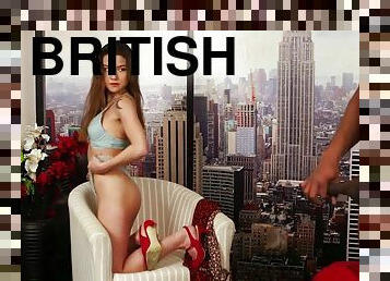 Petite 21yo British voyeur in lingerie teases black cock