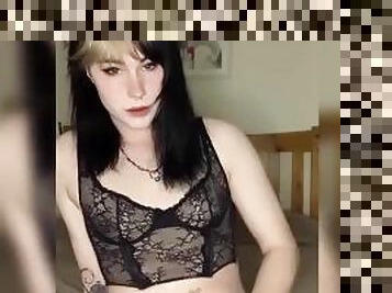 transgender woman with a big dick jerking off