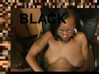 Betty boo is a hot black woman who fucks a white cock here in the office