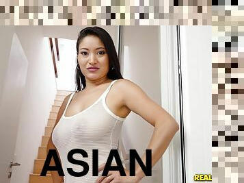 Gorgeous Asian Cristina Miller spreads her legs for a cock