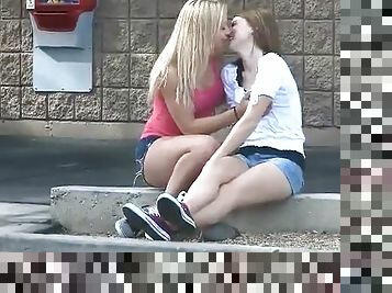 Sexy Lesbian Teens Making Up On The Streets
