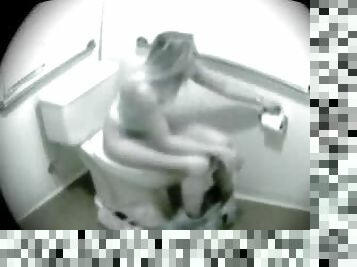 Hot Blonde Teen Masturbating In Restroom Caught By Security Cam