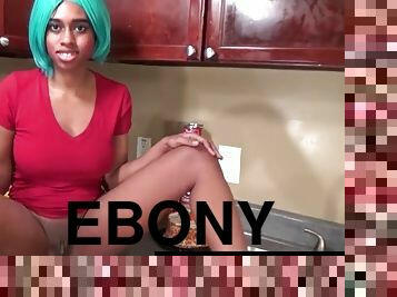 Ebony step sister msnovember fucked in kitchen hardcore sex