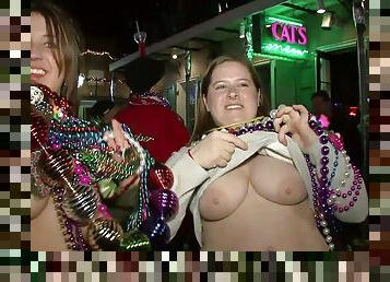 It's tits for beads as bitches flash during Mardi Gras