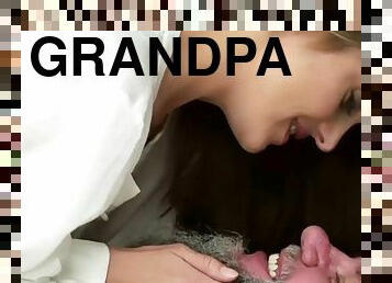 Teen slut sucks grandpa