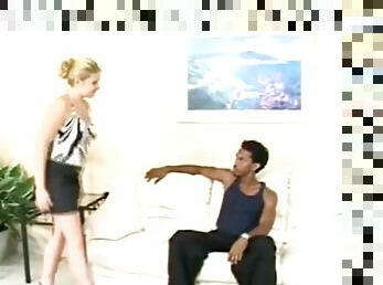 Naughty Blonde Gets Her Bare Ass Spanked by a Black Guy