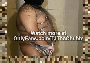 Fat Chub plays with hole in the shower
