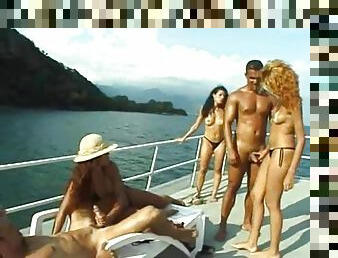 Randy group sex on the yacht with cock sucking and cunt banging