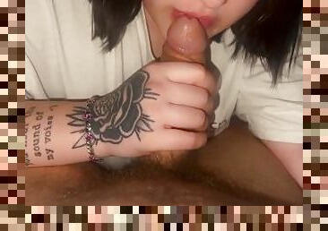 tatted babe swallows all of my cum