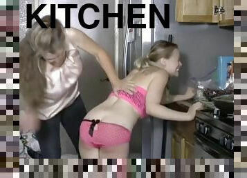 Spanking naughty girls in the kitchen
