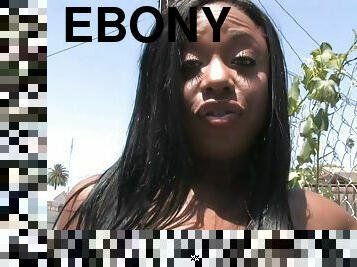 Ebony Nikita Blade shows her huge boobs outdoors