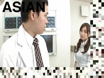 Fabolous and steamy Asian nurse gets her muff tapped in this gang bang scene