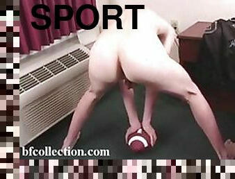 Cute boy playing with his football and his cock