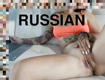 Beautiful Russian Girl Tattoed naked Touching PUSSY - AlexaMilkShake