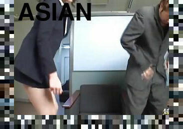 Stunning Asian Secretary Gives a Hot Blowjob