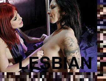 Lusty licking ladies with tattoos make passionate lesbian love