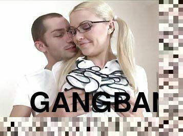 Gangbang sex for the cock thirsty blonde teen Bella