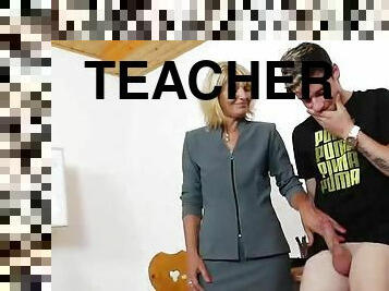 Mommy teacher playing plus a cock