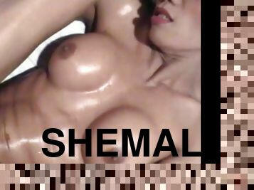 Striking shemale with lovely tits screaming as she gets throbbed
