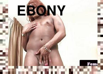 Ebony femboy wanking her bbc