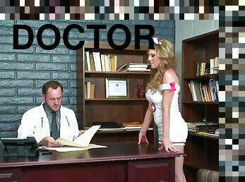 Sexy nurse Charisma Capelli makes her doctor cum