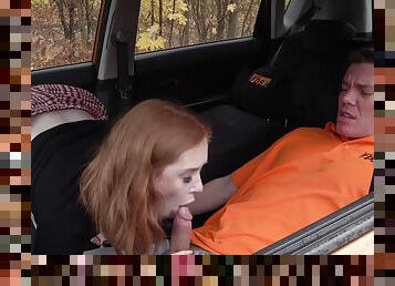 Fake Driving School - Redhead Distracts With No Bra On 2 - Lenina Crowne