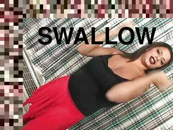 Hot brunette Alexis Silver swallows multiple cumshots