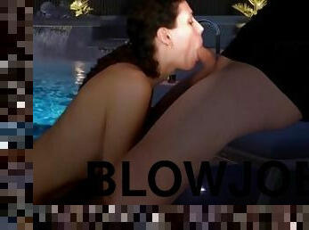 Sweet blowjob near to swimming pool - cut version