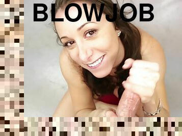 POV blowjob by sensual busty wifey