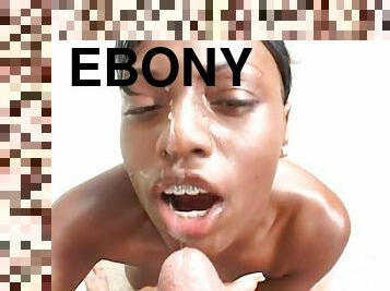 Ebony slut Jada Fire sucks a cock before taking it in her both holes