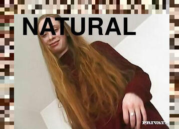 Natural long-haired beauty sucks a dick and gets fingered POV style