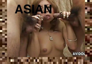 Gorgeous Asian girl Kana Kawai fucked in a threesome