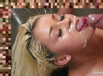 Marsha May is covered in oil and after that with some jizz too