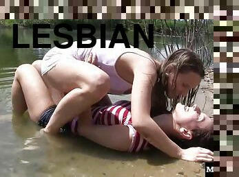 Stroll by the lake made slutty lesbians hornier than ever