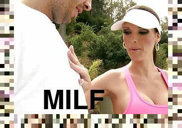 Milf tennis babe with a wicked fit body fucked on the court
