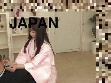 A Japanese woman in a kimono get fucked in a missionary pose