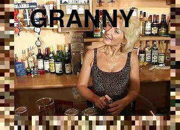 Slutty granny smashed to strong orgasm at the bar in a reality shoot