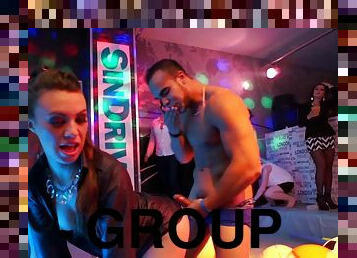 Male strippers jack hammer fucking sluts in a night club