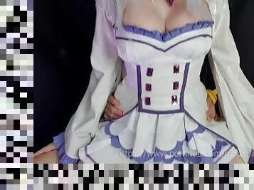 Photographer fucked Emilia Re:Zero cosplay in photo studio.